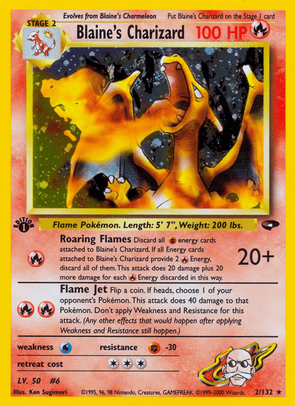 Blaine's Charizard — Gym Challenge, graded PSA 8
